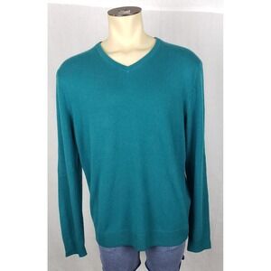 The Commons Sweater Mens XL‎ Peacock Green 100% Cashmere Cozy Holiday Giftable